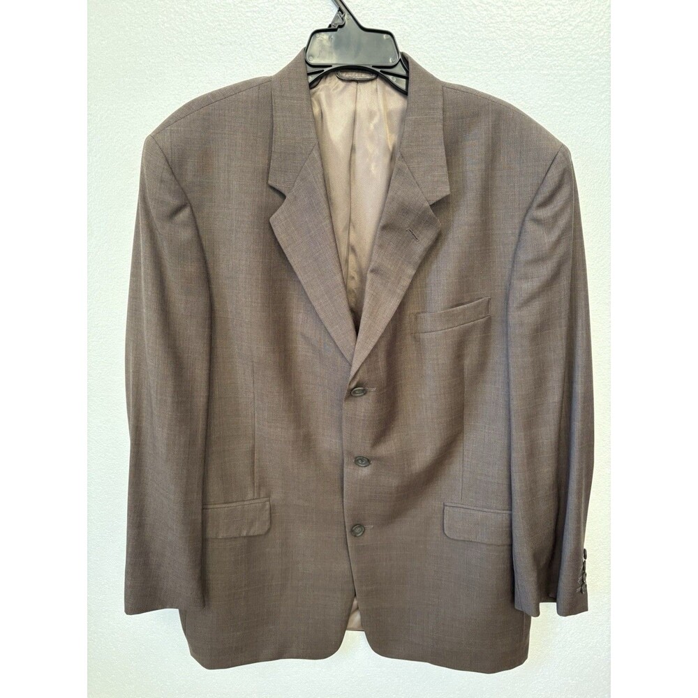 Mens Stafford Executive Taupe Glen Plaid Blazer 100% Wool Suit Coat Size 43R/37W